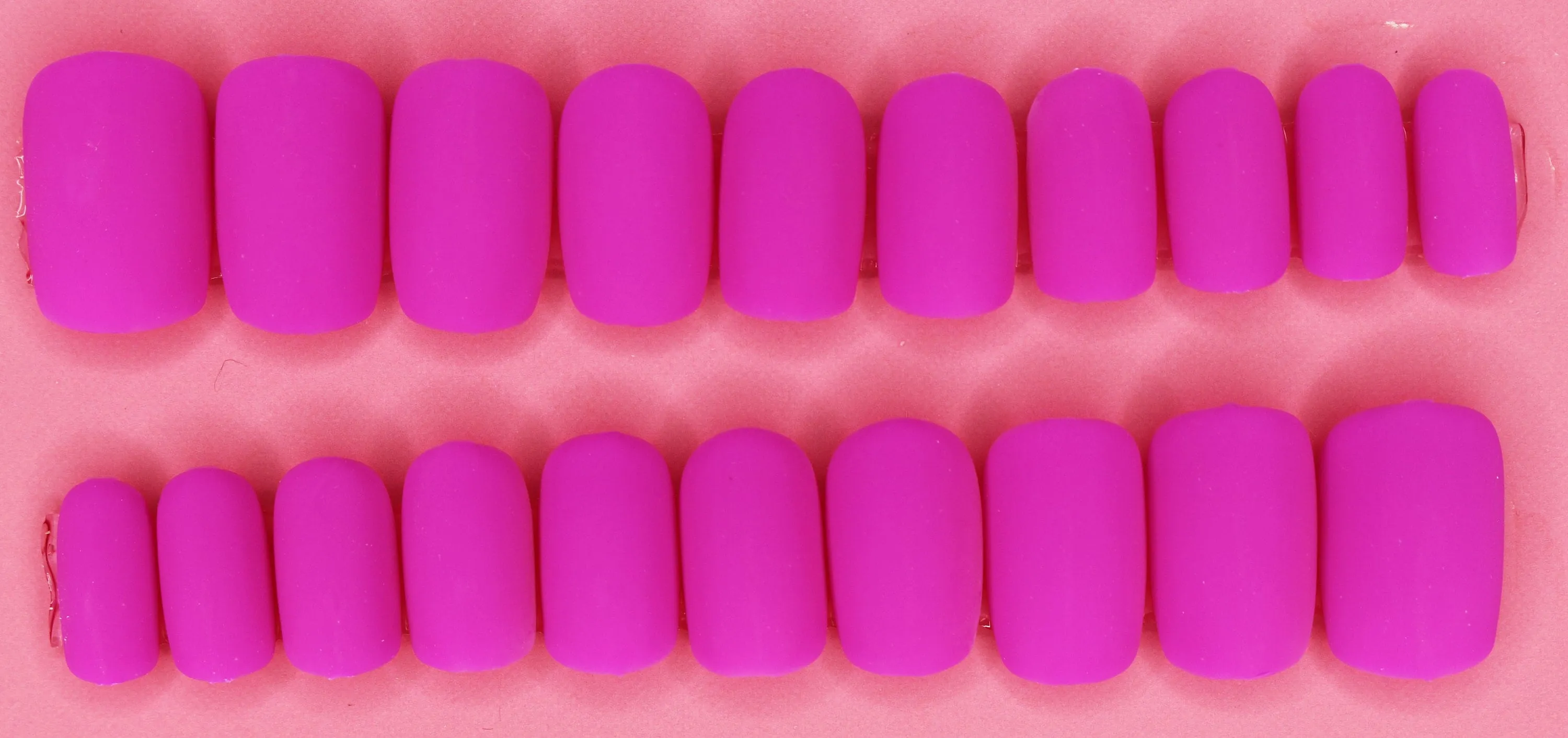 Magenta Love Medium Round Matte Press On Nails Long