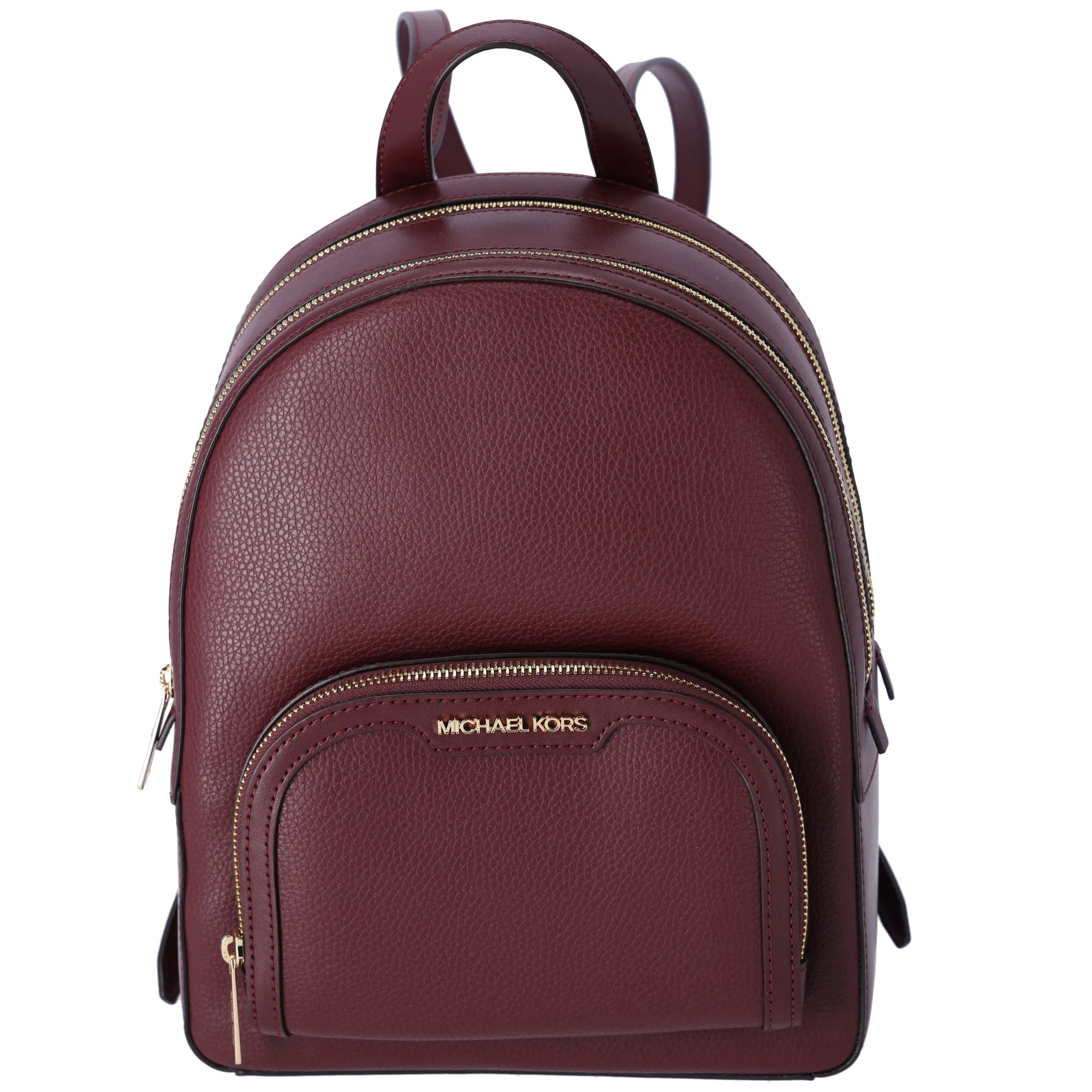 Michael Kors Jaycee Medium Leather Zip Pocket Backpack Oxblood