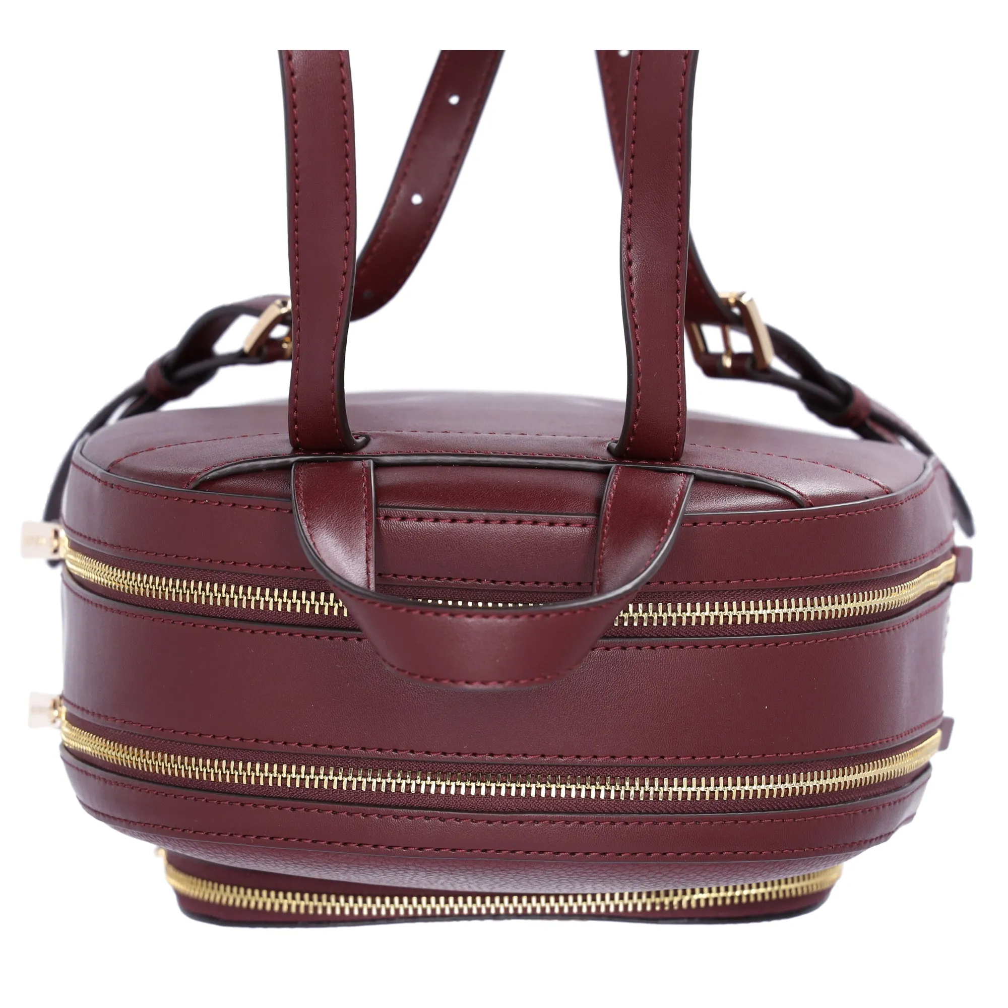 Michael Kors Jaycee Medium Leather Zip Pocket Backpack Oxblood