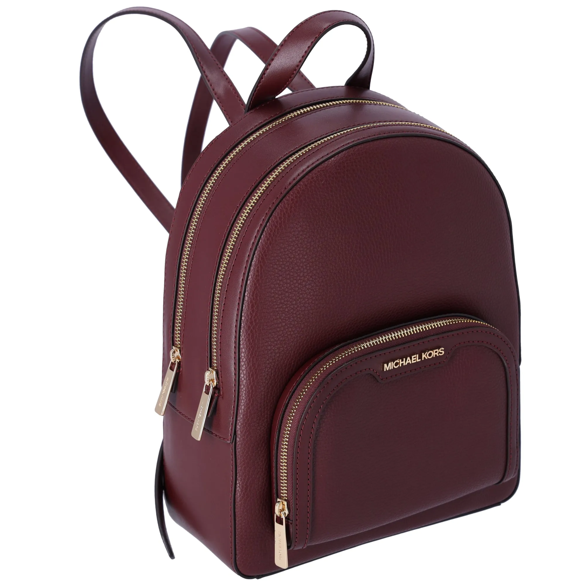 Michael Kors Jaycee Medium Leather Zip Pocket Backpack Oxblood