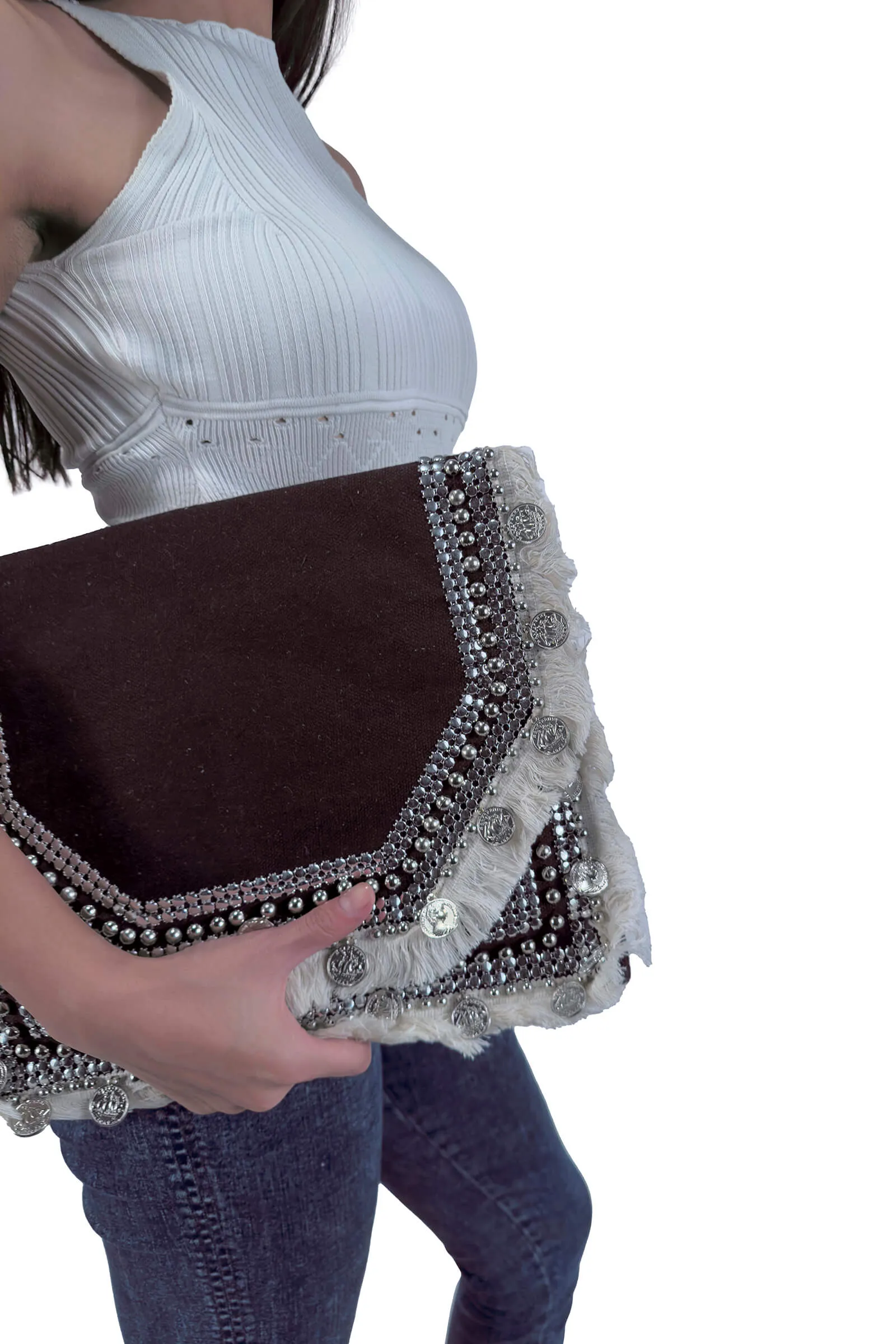 Midnight Charm Black Coins Clutch