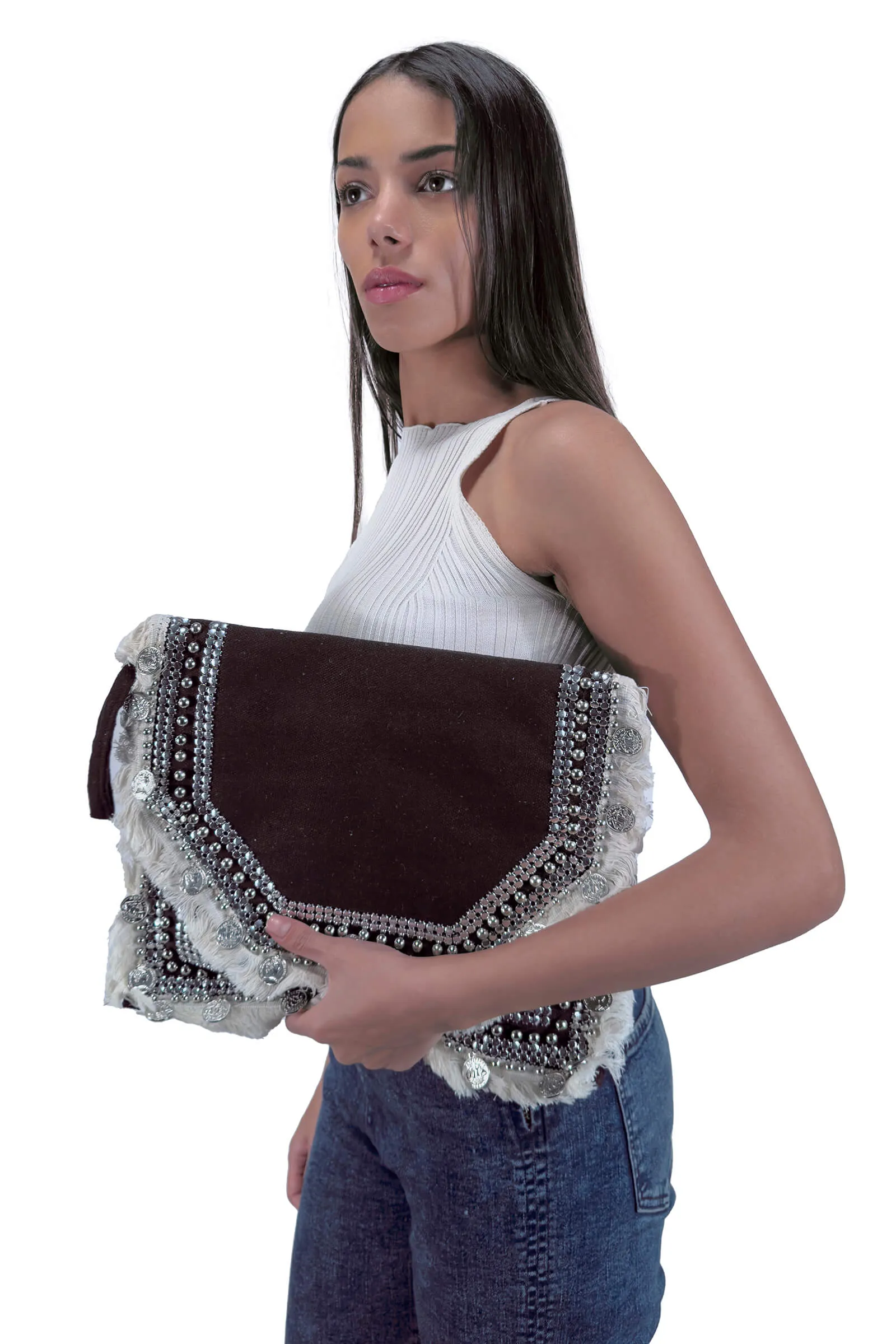 Midnight Charm Black Coins Clutch