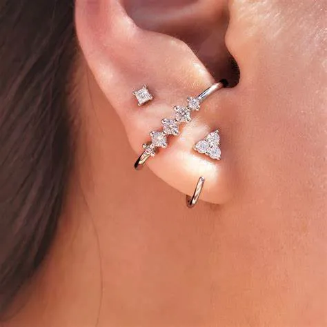 Mini Square Silver Stud Earrings
