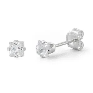 Mini Square Silver Stud Earrings