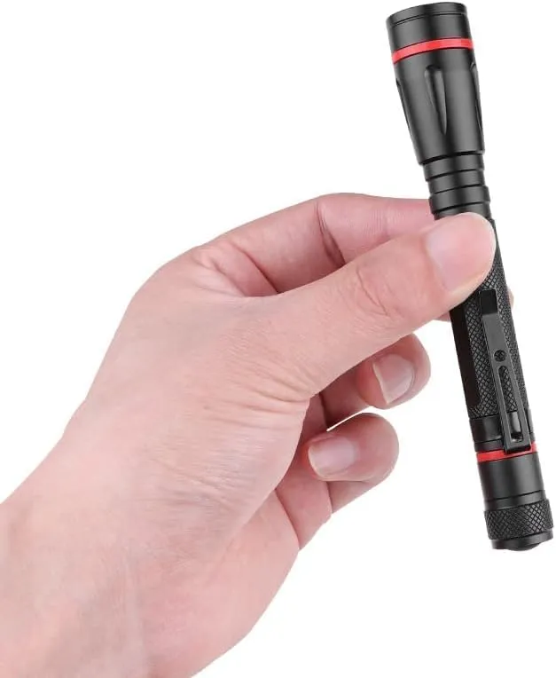 MODOAO LED Flashlights with 3 Modes Pocket Torch Penlight with Clip Zoomable -Led Pen Flashlight for Camping Outdoor Use (4 Pack)