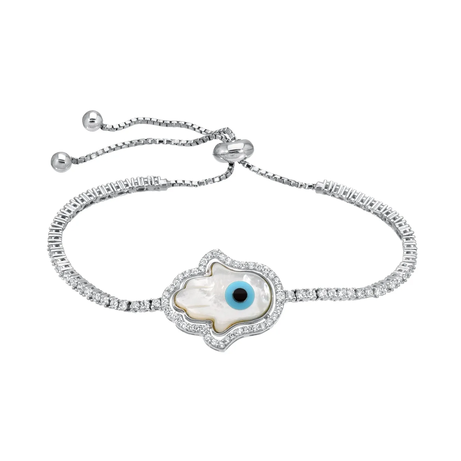MOTHER OF PEARL HAMSA BOLO BRACELET