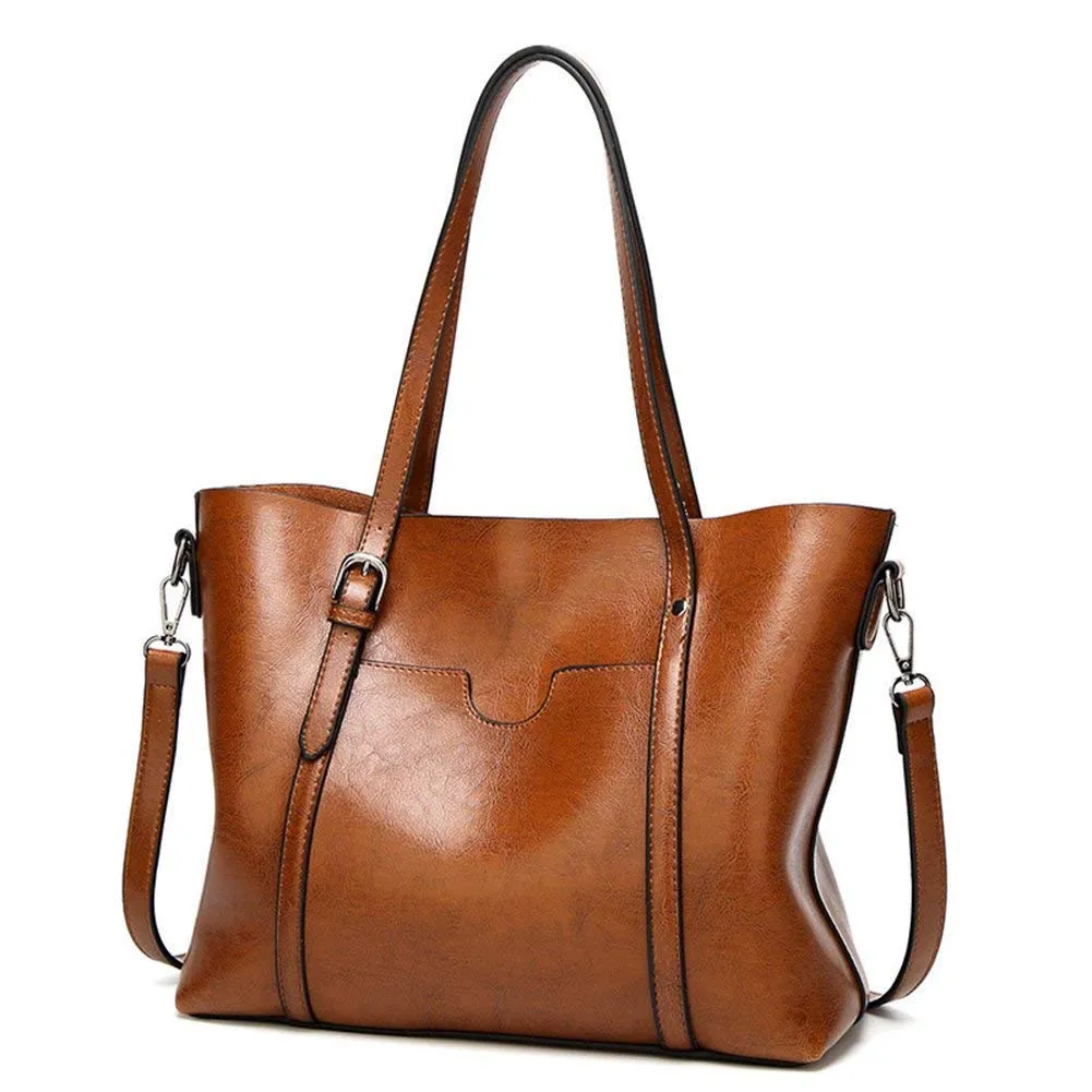 Mujer Tote Bolsa Dama Moda Bolso de Mano con Asa Bandolera - Gran Capacidad Suave PU Cuero Señora Bolsos de Hombro