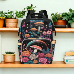 Mushroom Diaper Bag Goblincore Dark Cottagecore Diaper Bag Floral Bag Multifunctional Diaper Backpack Flower Backpack Gift For New Mom Bag