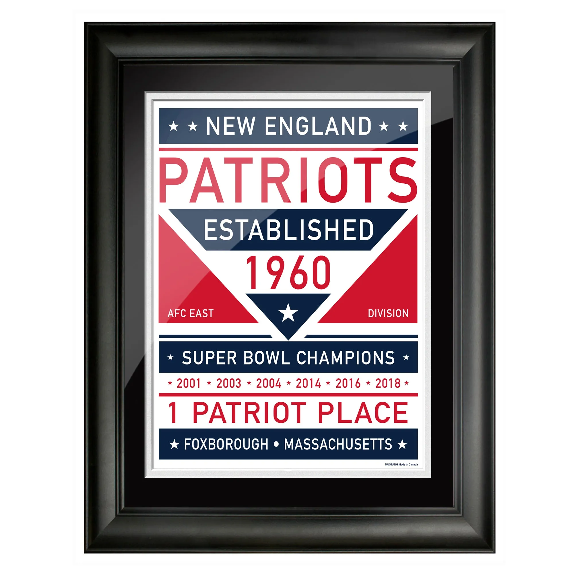 New England Patriots 12x16 Dual Tone Framed Artwork