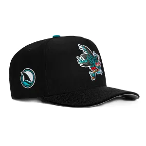 New Era 9Fifty A-Frame San Jose Sharks Logo Patch Snapback Tiburones Hat - Black