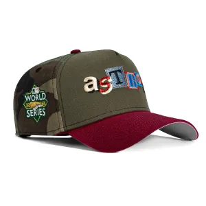 New Era 9Forty A-Frame Houston Astros 2022 World Series Patch Snapback Ransom Hat - Olive, Cardinal, Camo