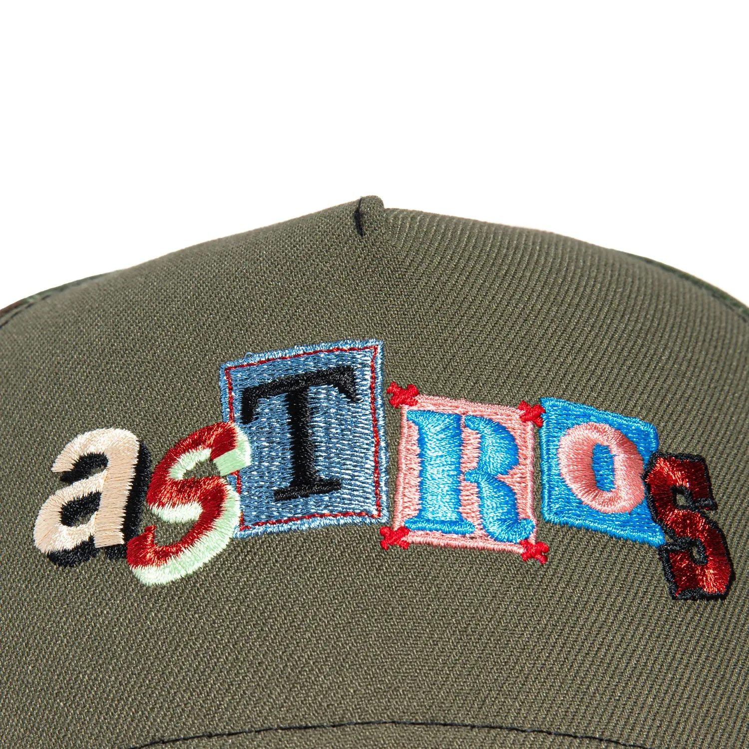 New Era 9Forty A-Frame Houston Astros 2022 World Series Patch Snapback Ransom Hat - Olive, Cardinal, Camo