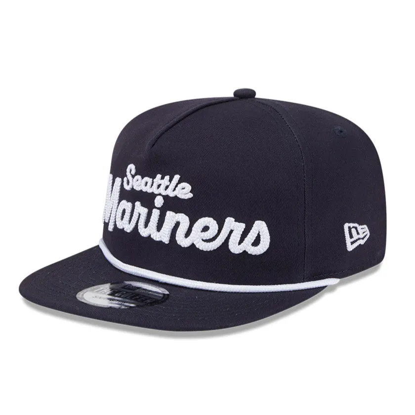 New Era Golfer Team Chain Stitch Seattle Mariners Logo Patch Snapback Hat - Navy