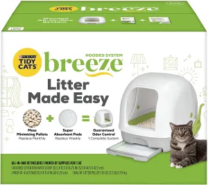 New in box! Purina Tidy Cats Breeze Cat Litter Box System Starter Kit, Hooded Breeze Litter System with Pads & Pellets! Retails $162 w/tax!
