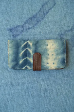 Oaxaca Indigo Wool Tie Dye Wallet in Burgundy Leather