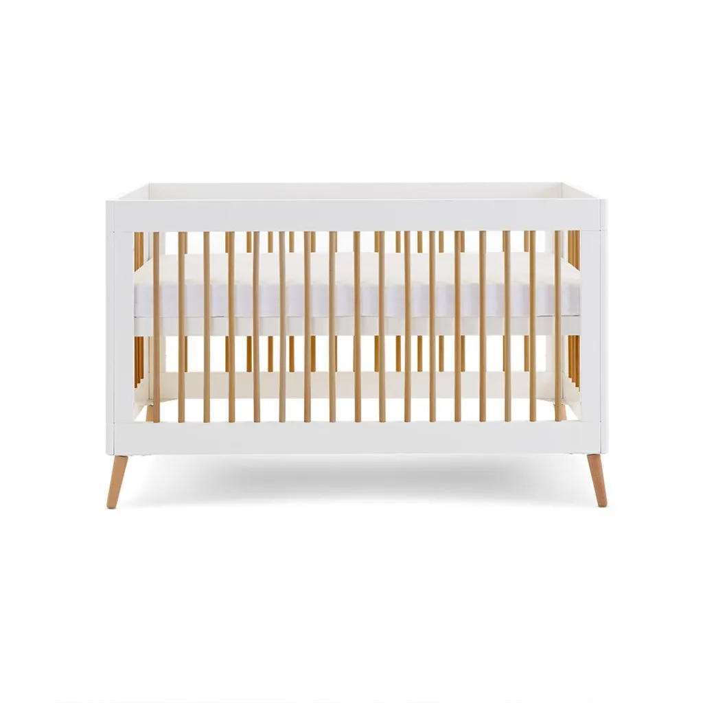 OBABY Maya Cot Bed - White with Natural