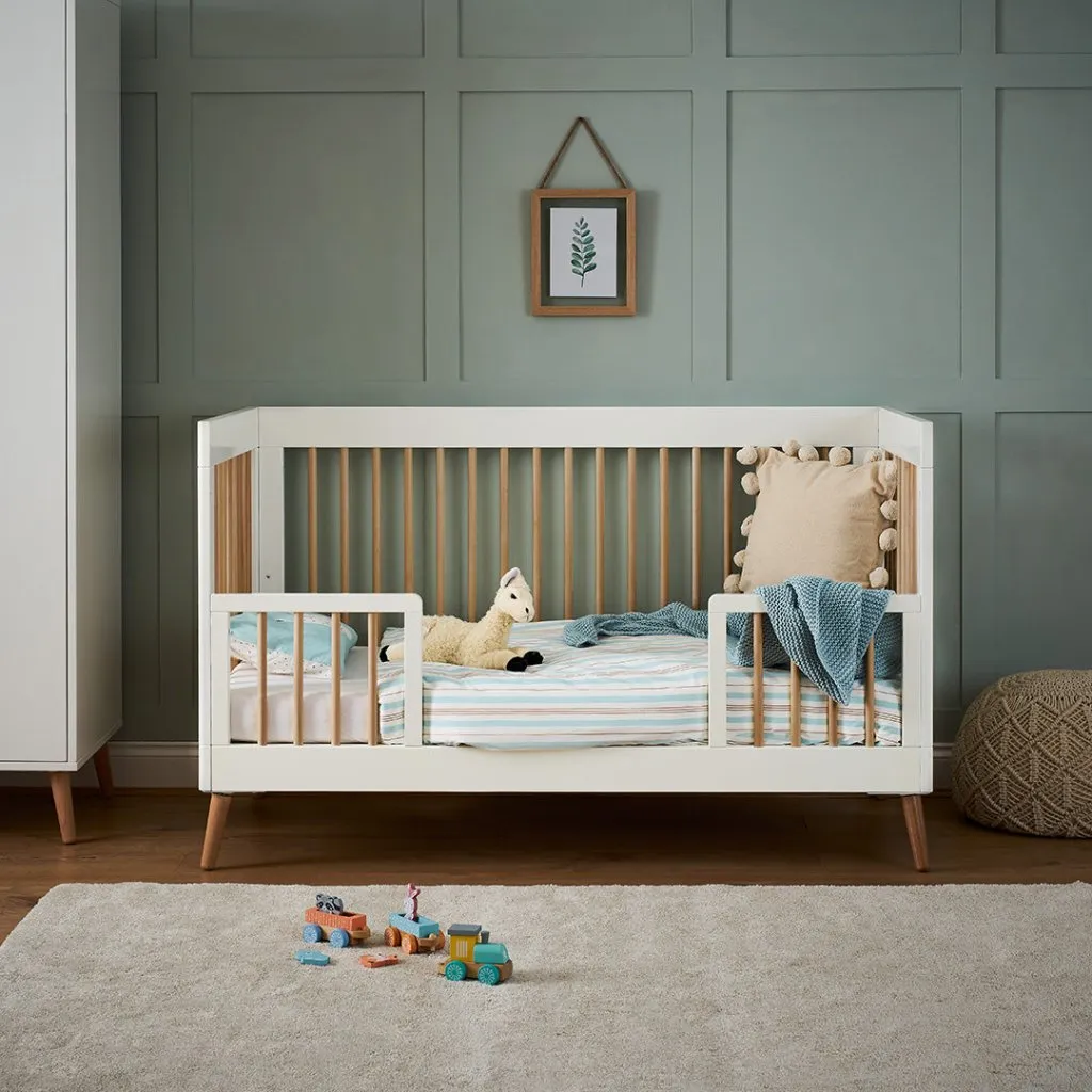 OBABY Maya Cot Bed - White with Natural