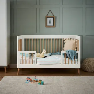 OBABY Maya Cot Bed - White with Natural