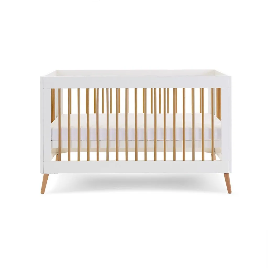 OBABY Maya Cot Bed - White with Natural