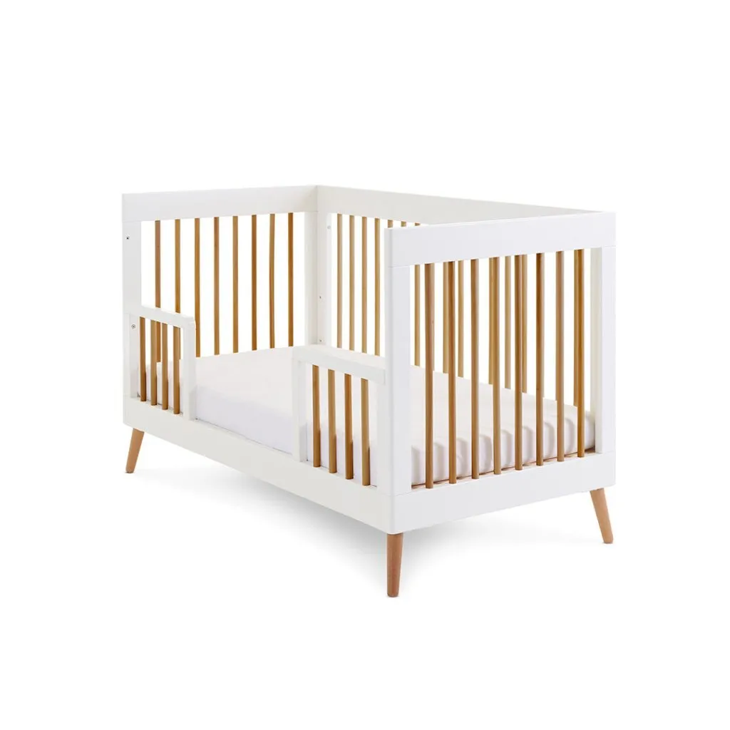 OBABY Maya Cot Bed - White with Natural