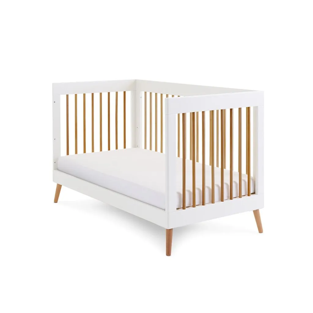 OBABY Maya Cot Bed - White with Natural