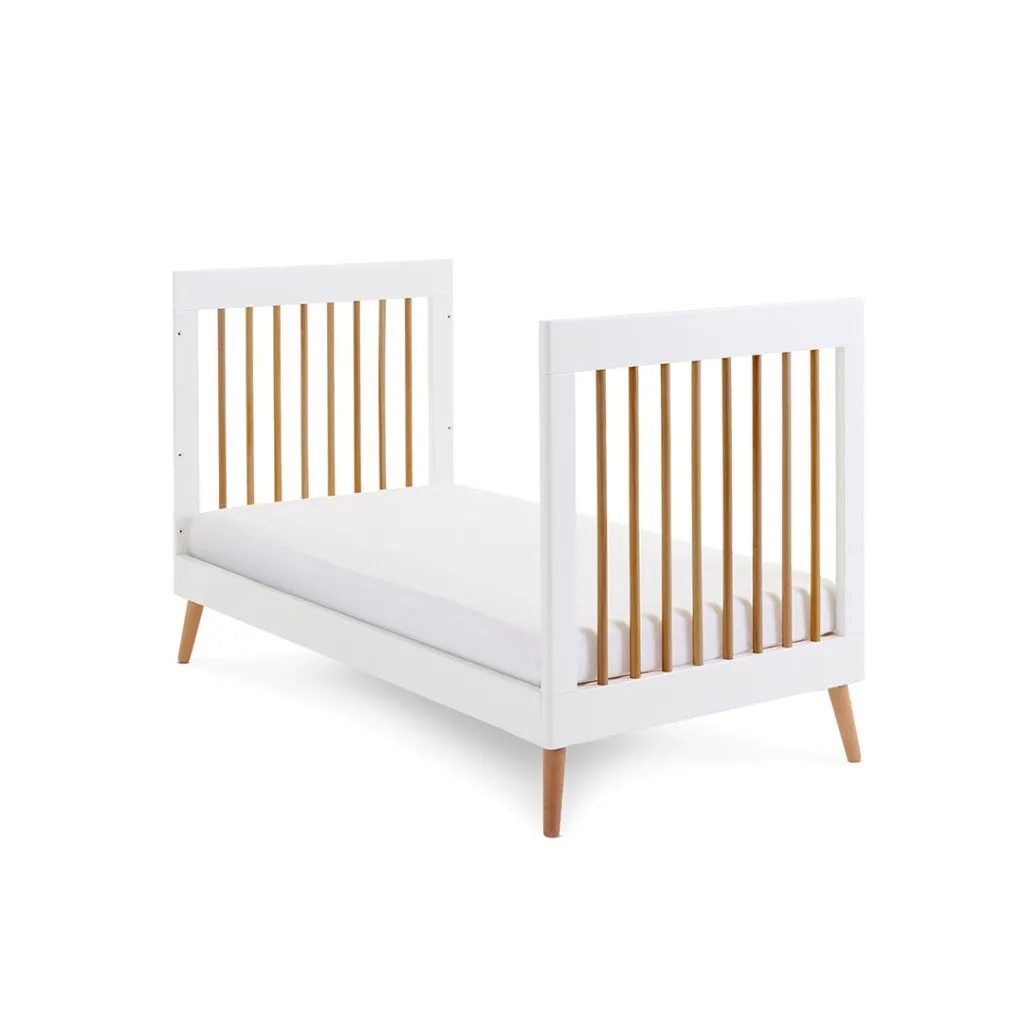 OBABY Maya Cot Bed - White with Natural
