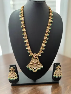 One Gram Gold Nakshi Long Necklace Set