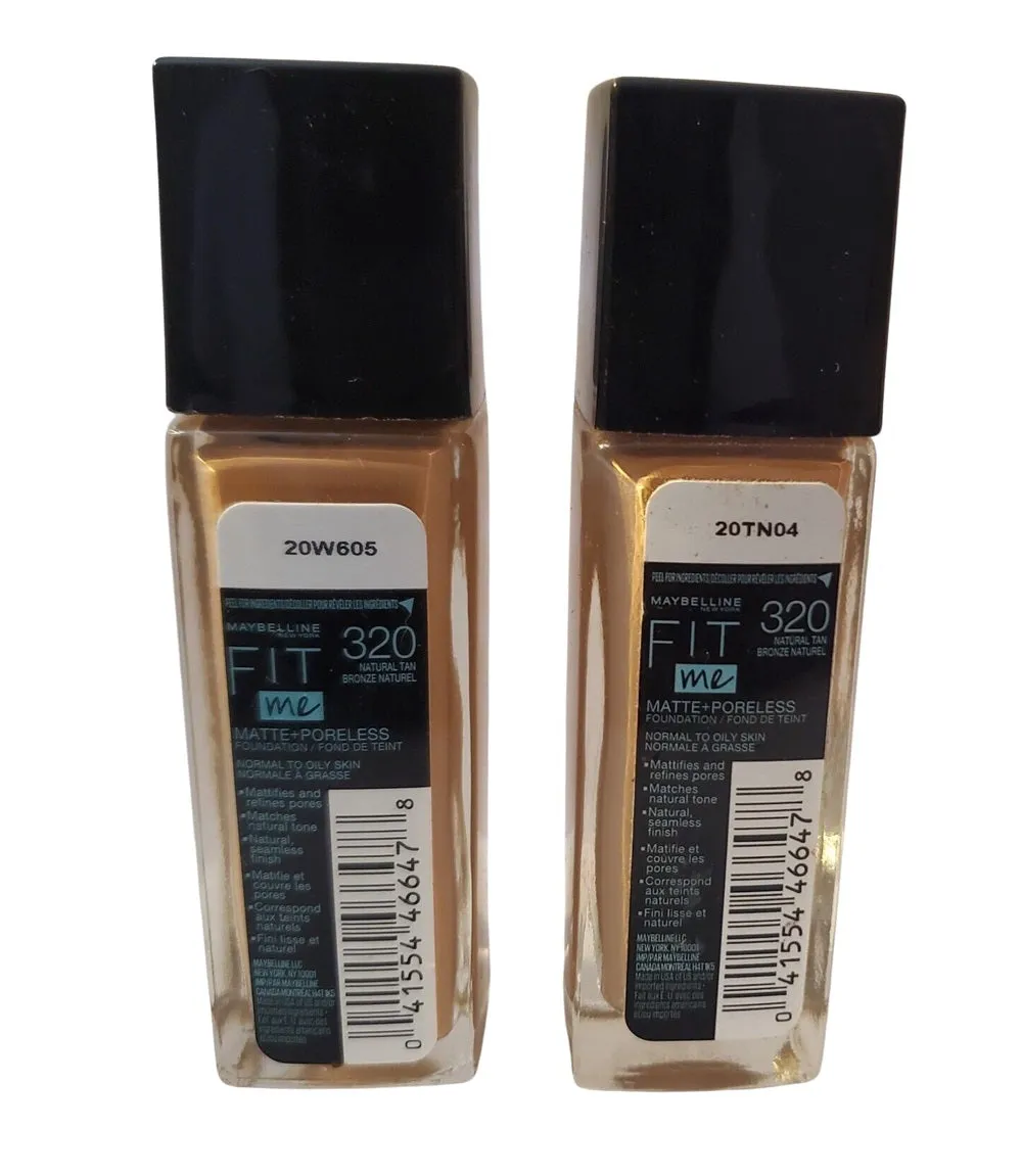 Pack of 2 Maybelline New York Fit Me Matte   Poreless Normal to Oily Foundation, Natural Tan 320