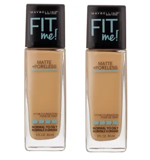 Pack of 2 Maybelline New York Fit Me Matte   Poreless Normal to Oily Foundation, Natural Tan 320