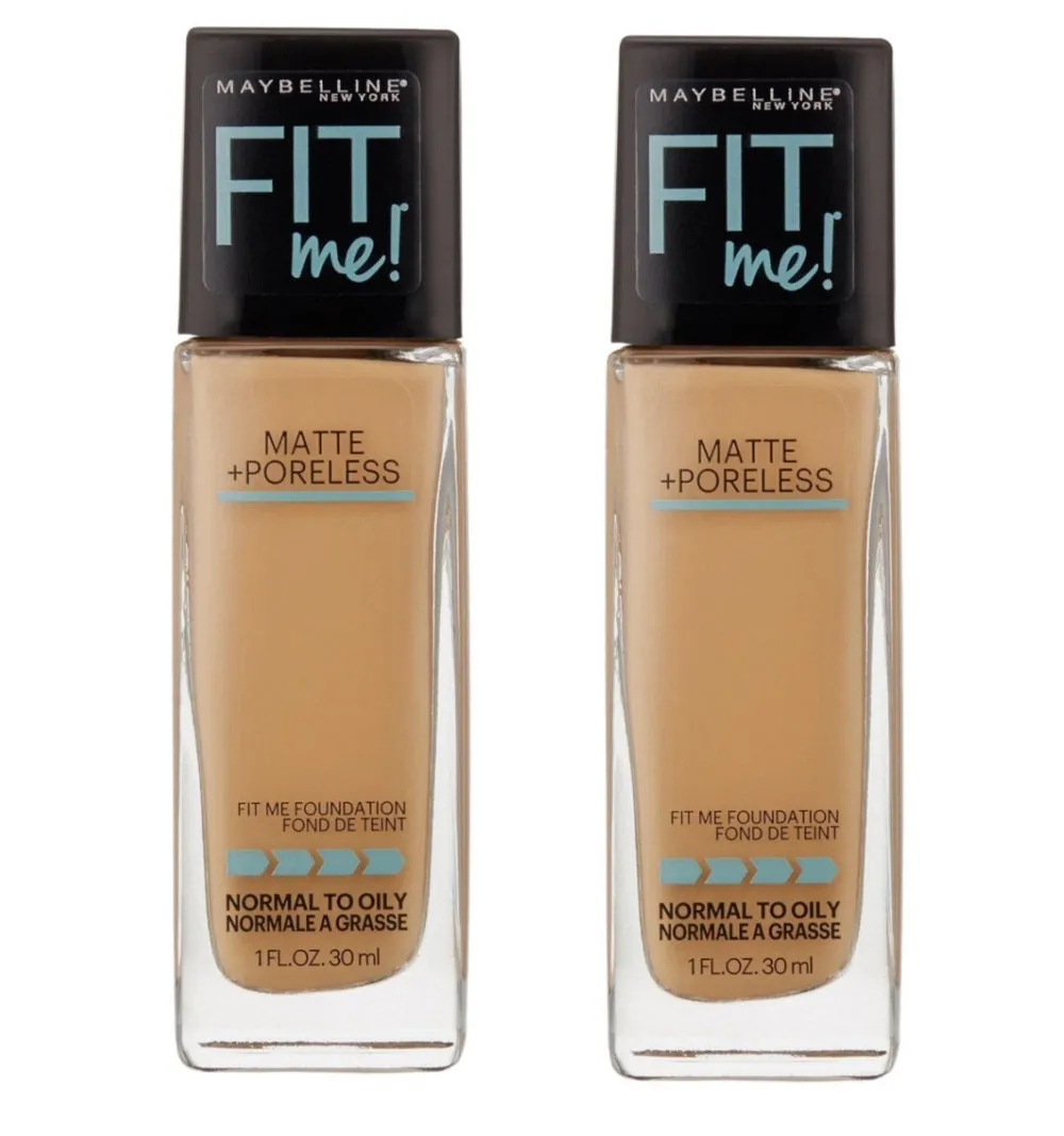 Pack of 2 Maybelline New York Fit Me Matte   Poreless Normal to Oily Foundation, Natural Tan 320