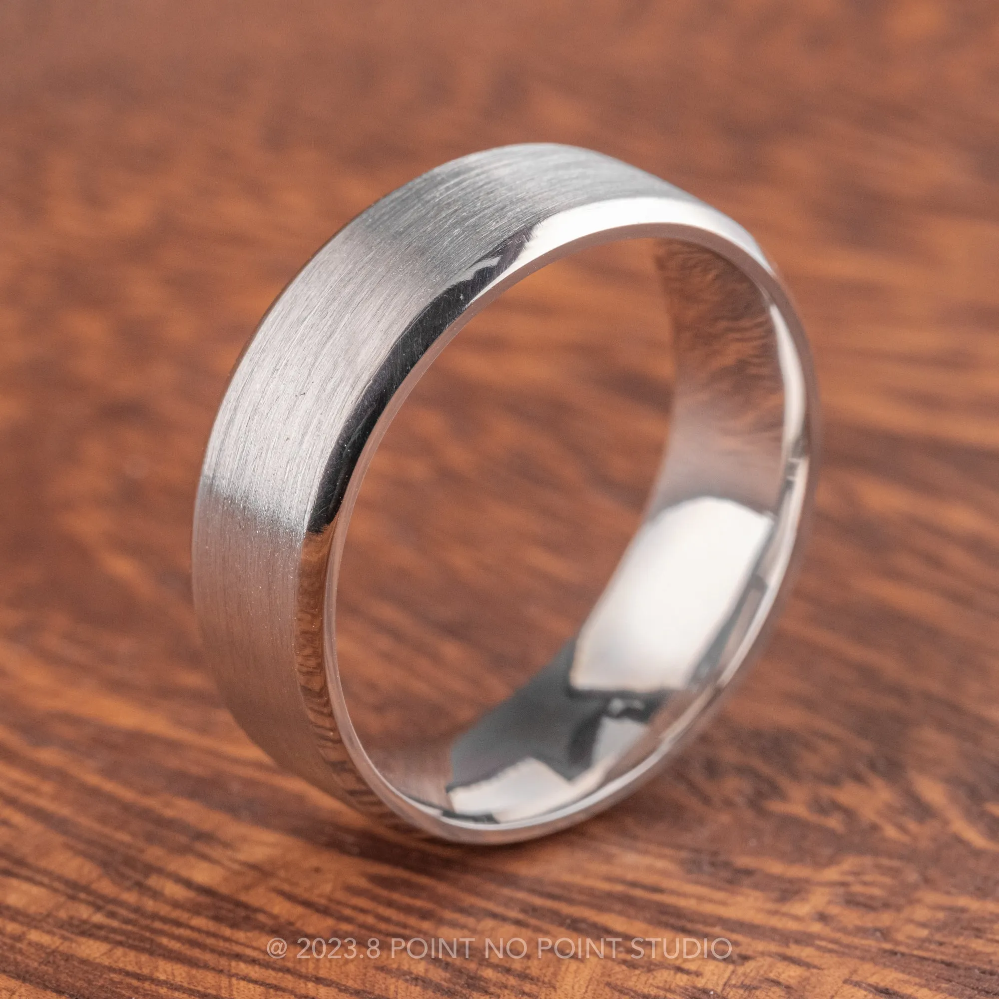 Platinum Men's 7mm Beveled Edge Band, Brushed Matte Finish