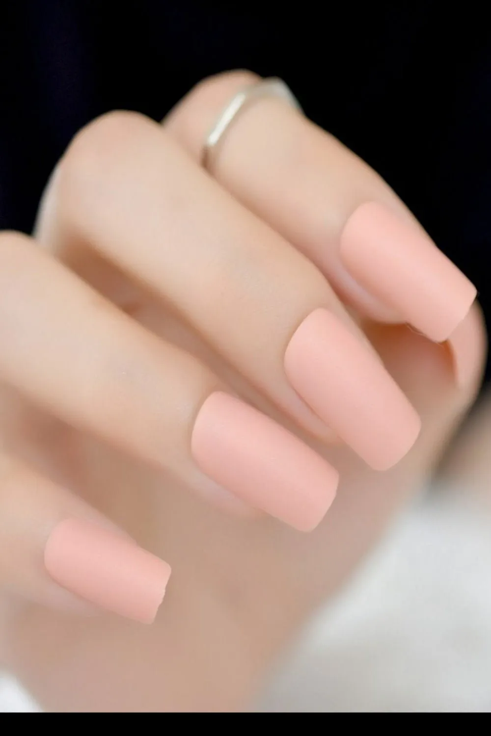 Press On Nails Nude Peach Short Matte Square Tip Nail Kit