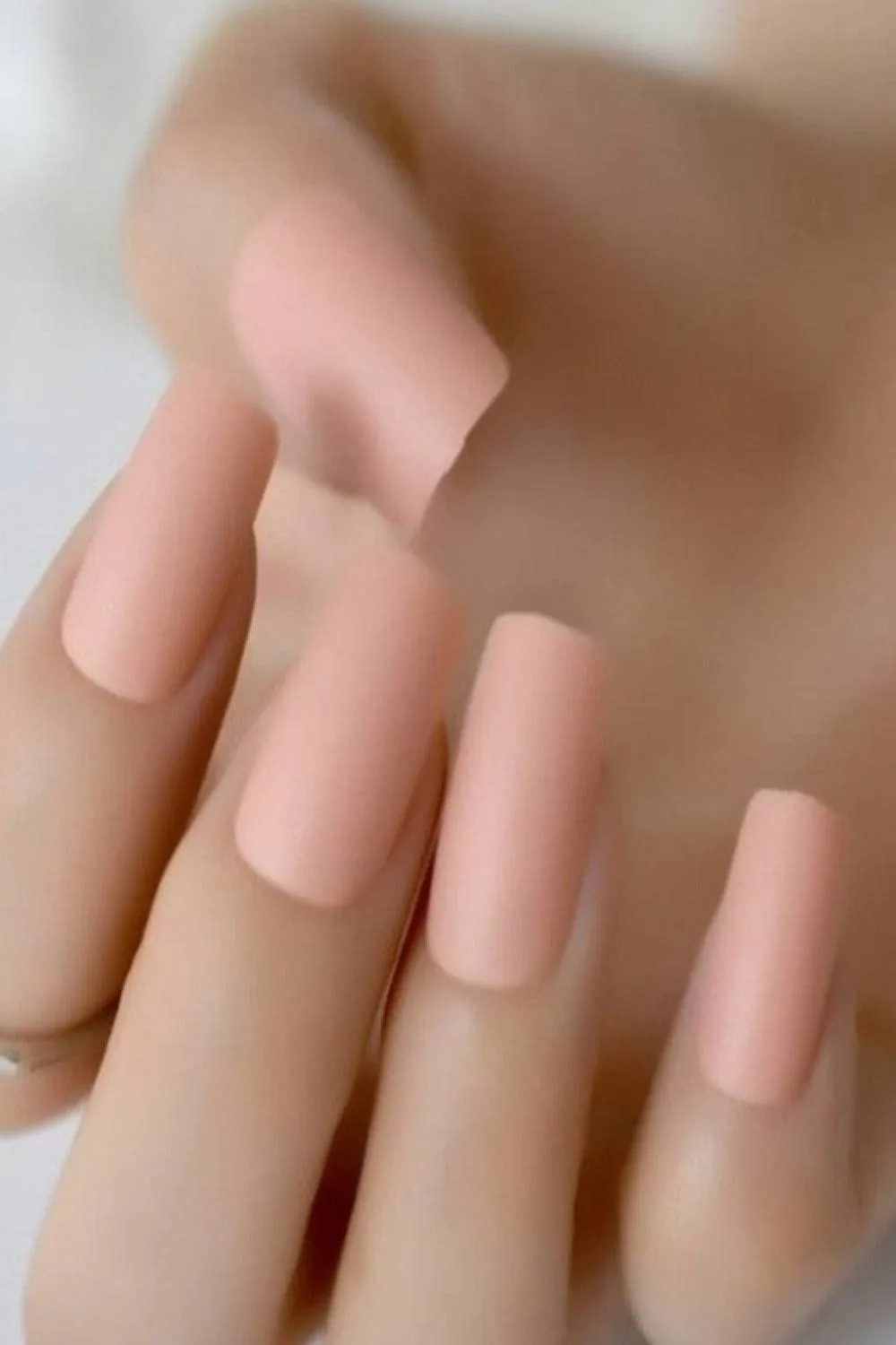 Press On Nails Nude Peach Short Matte Square Tip Nail Kit