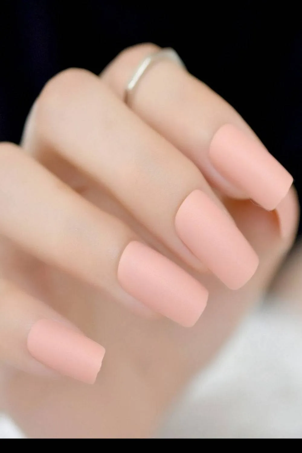 Press On Nails Nude Peach Short Matte Square Tip Nail Kit