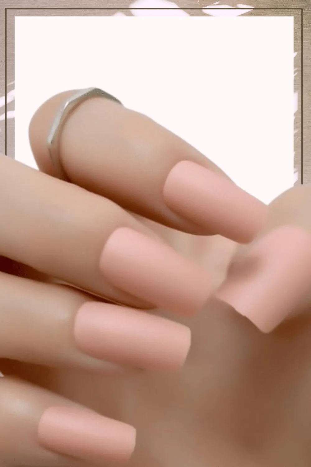 Press On Nails Nude Peach Short Matte Square Tip Nail Kit