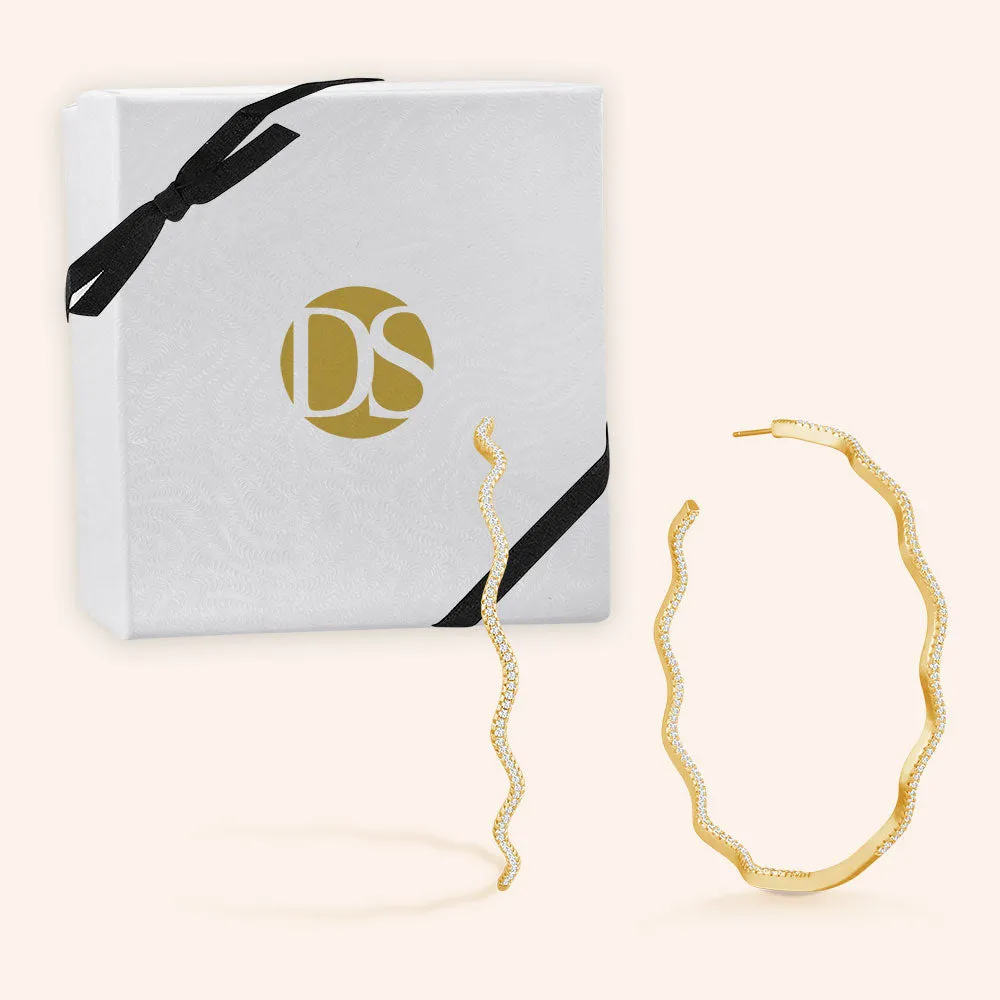 "Flatter Me" 2.9CTW Inside-Outside Wavy Grand Hoop Earrings