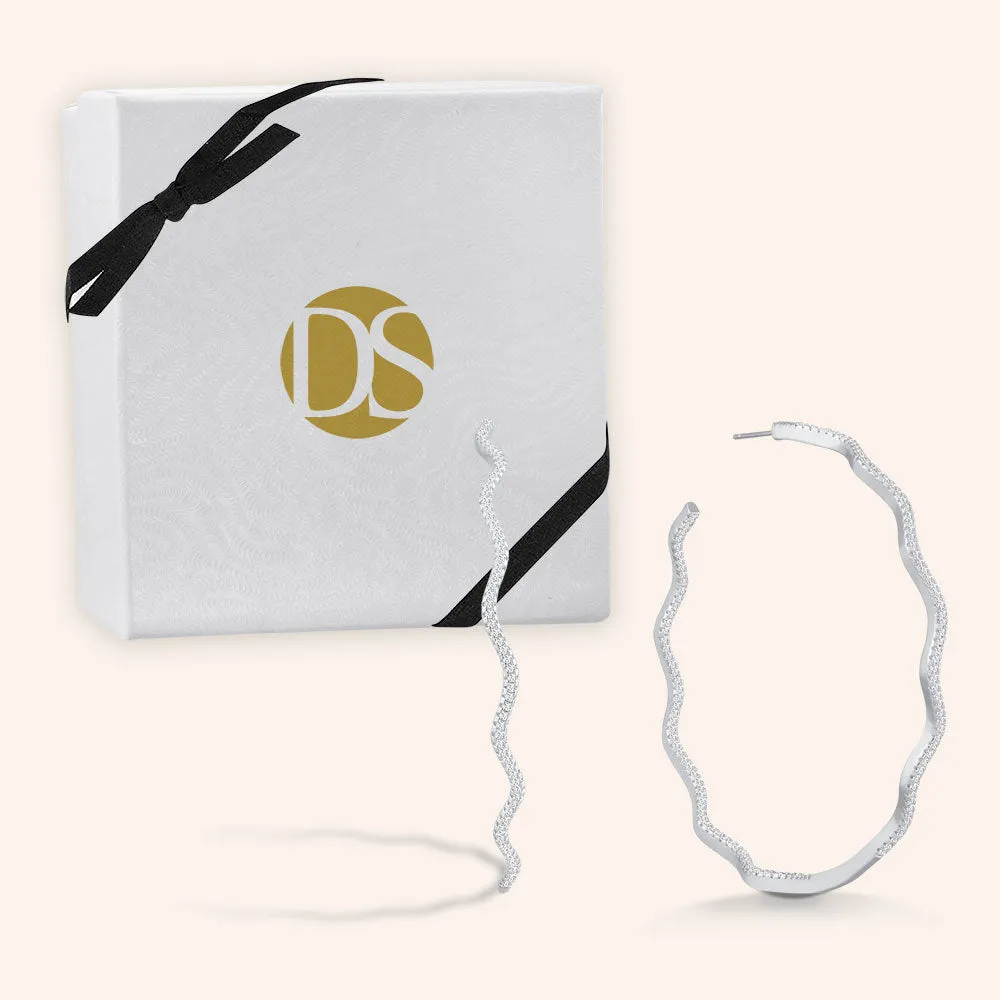 "Flatter Me" 2.9CTW Inside-Outside Wavy Grand Hoop Earrings