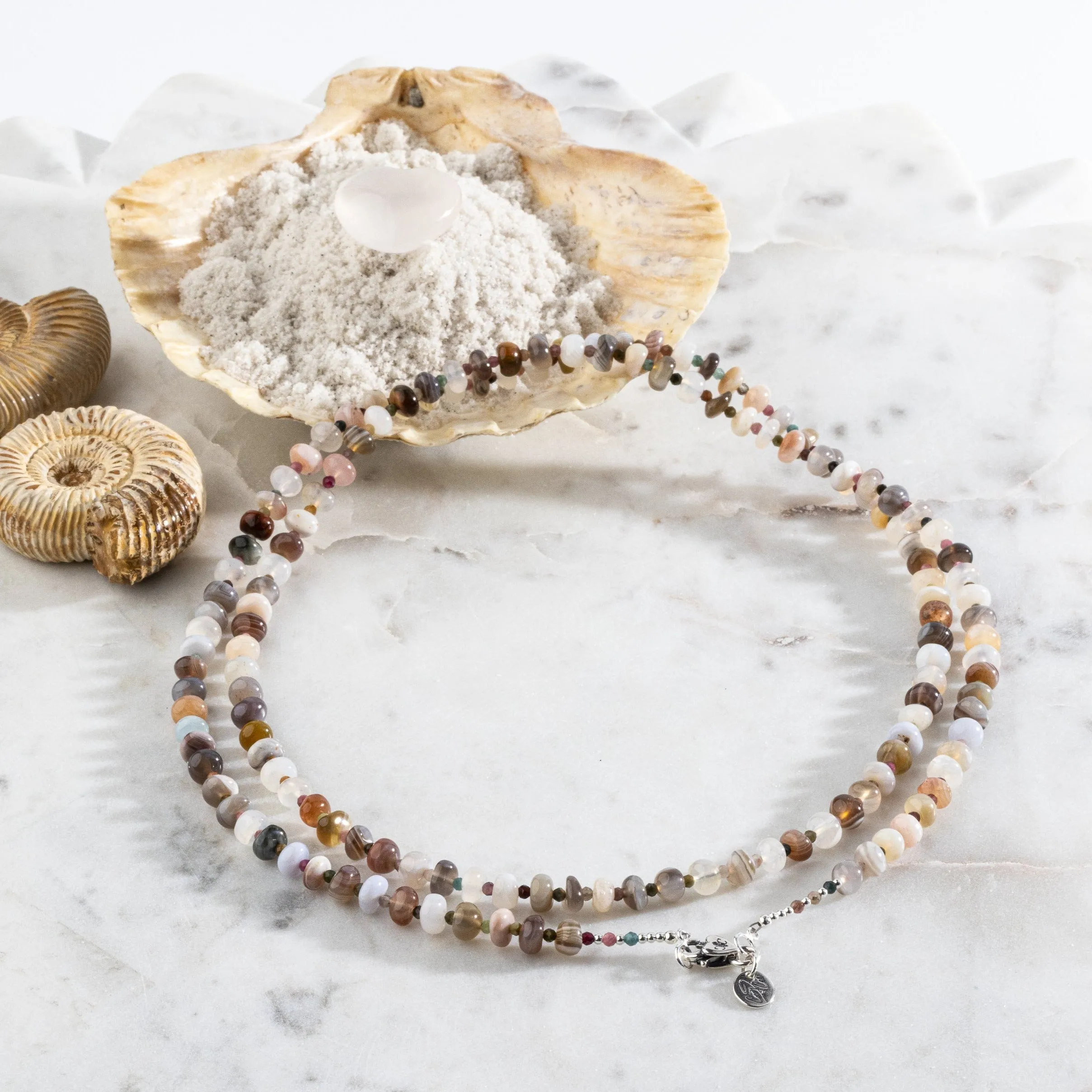 Rainbow Harmony Botswana Agate Signature Double-Wrap Necklace