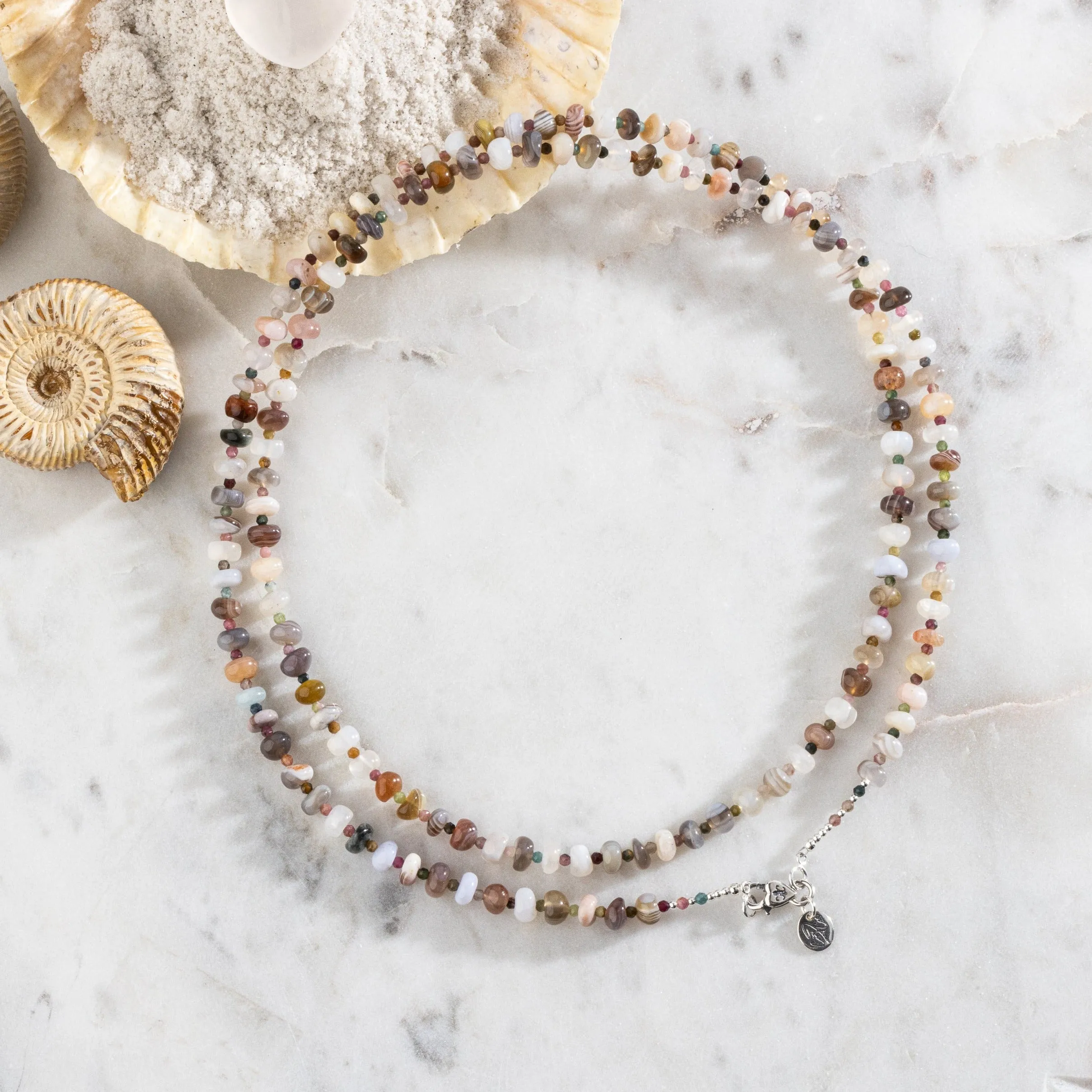 Rainbow Harmony Botswana Agate Signature Double-Wrap Necklace
