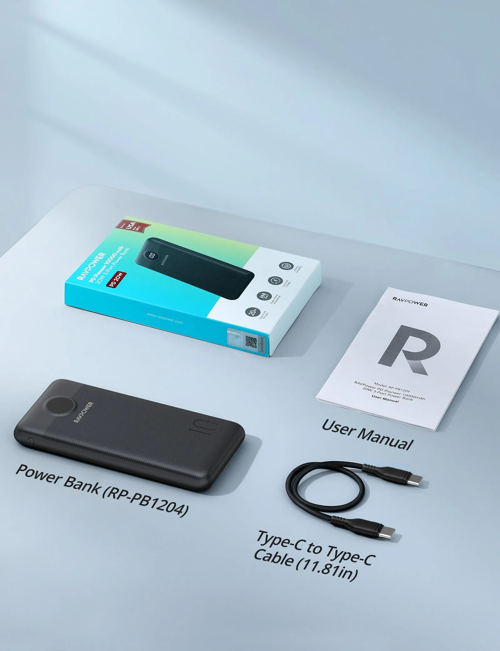 RAVPower - PD Pioneer 10000 mAh 20W 3-Port Power Bank
