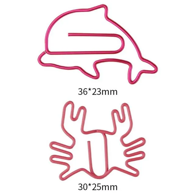 Red Crab & Dolphin Paper Clips (10 pieces)