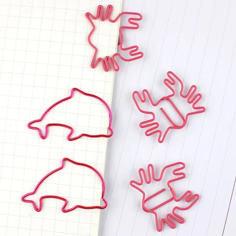 Red Crab & Dolphin Paper Clips (10 pieces)