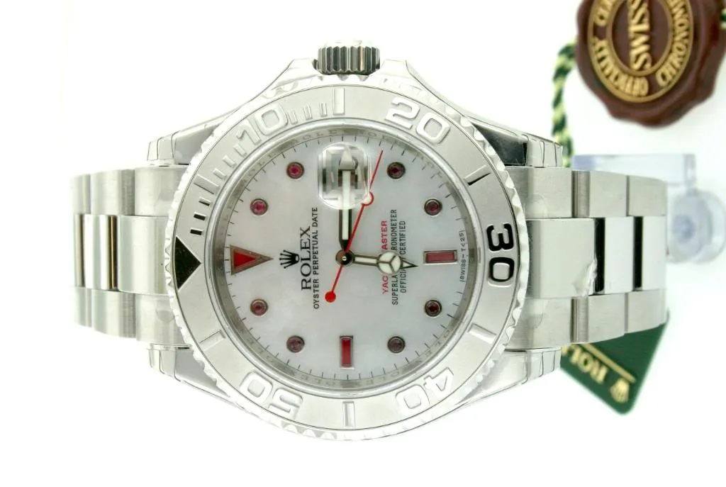 ROLEX MENS 16622 YACHTMASTER YACHT-MASTER  PLATINUM  STEEL  RED  RUBY DIAL