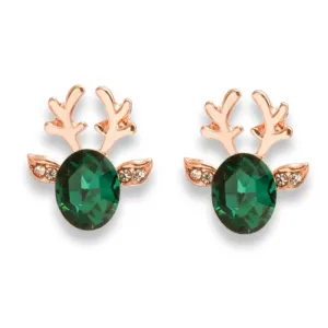 Rudolph Swarovski Stud Earrings in Gold & Emerald