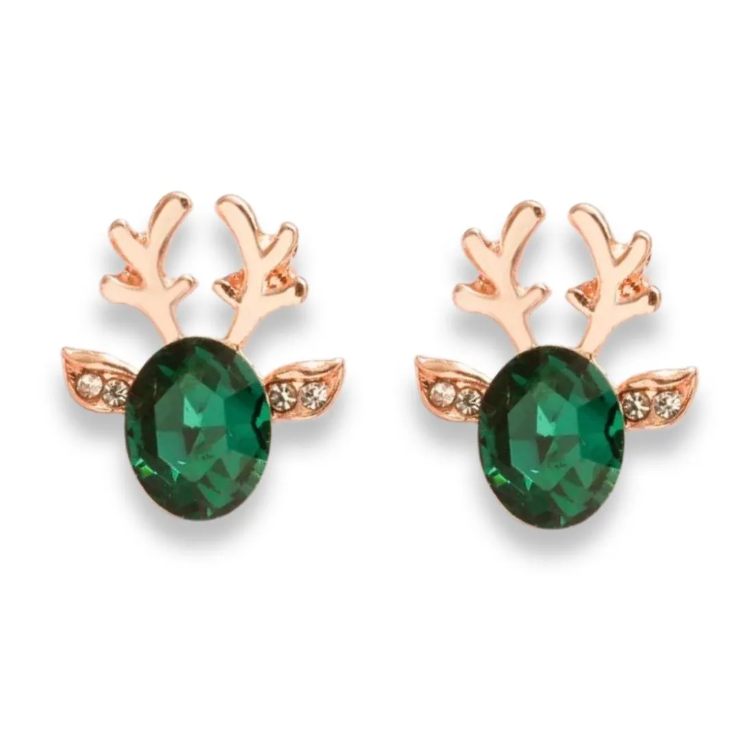 Rudolph Swarovski Stud Earrings in Gold & Emerald
