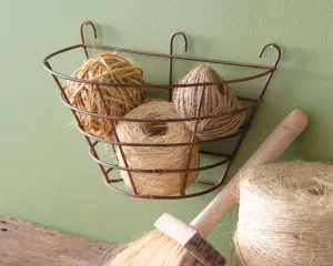 Rustic metal wire hanging storage basket