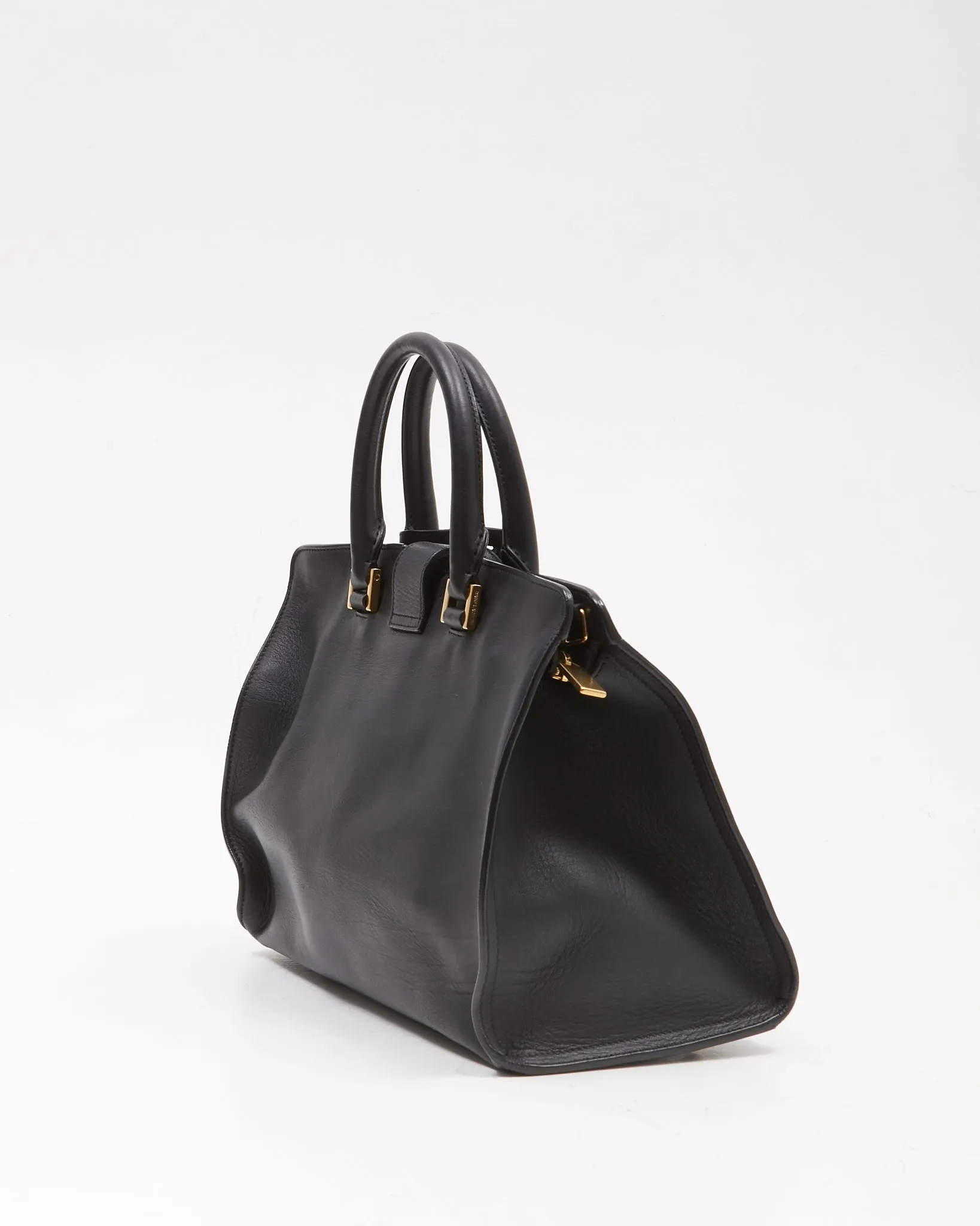 Saint Laurent Black Leather Chyc Cabas Small Tote