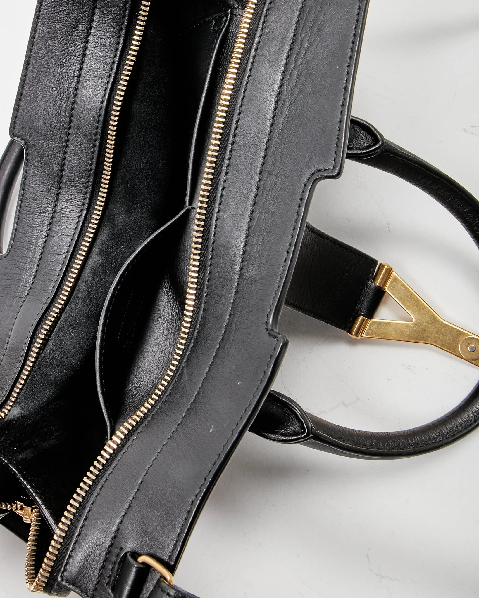 Saint Laurent Black Leather Chyc Cabas Small Tote