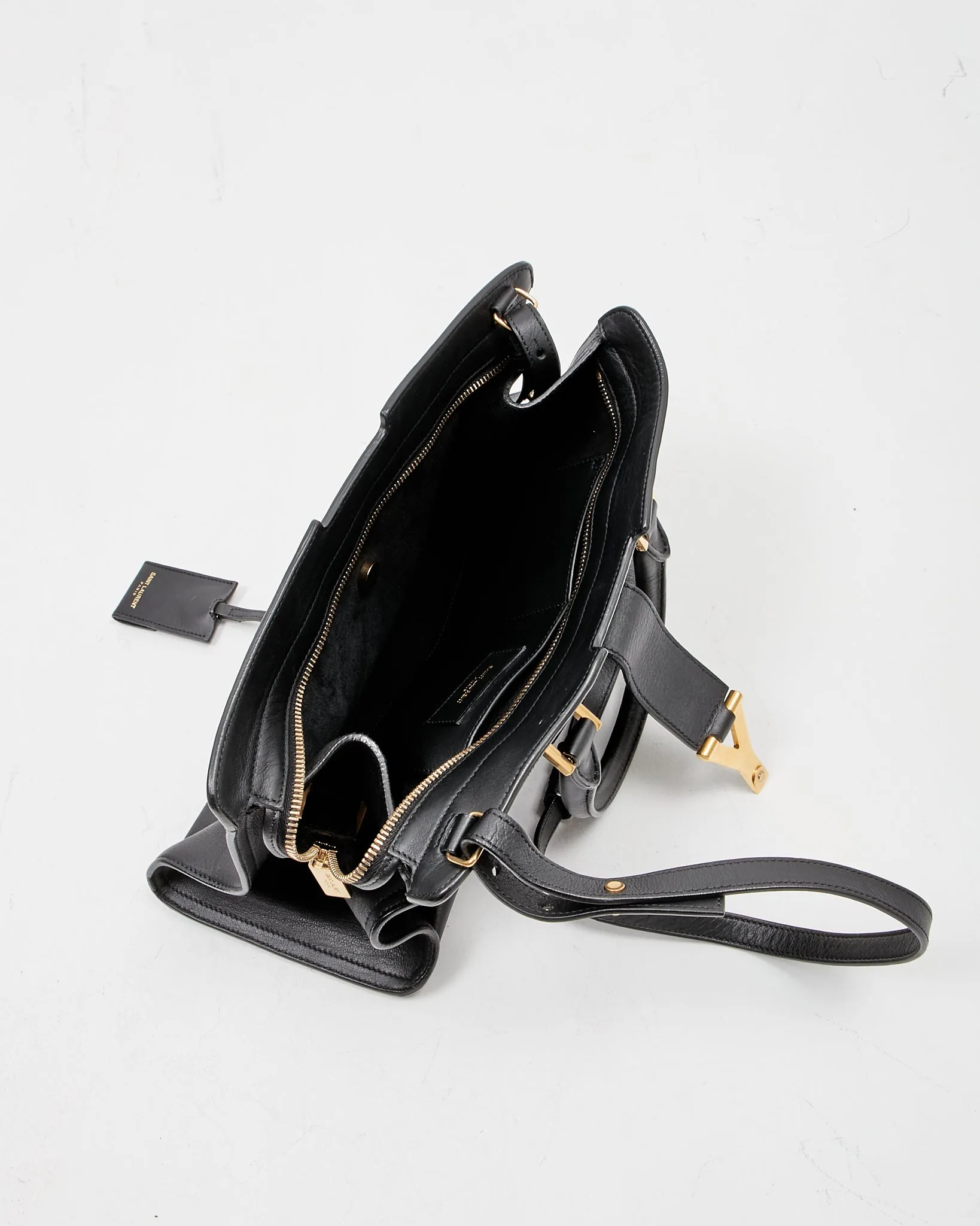 Saint Laurent Black Leather Chyc Cabas Small Tote