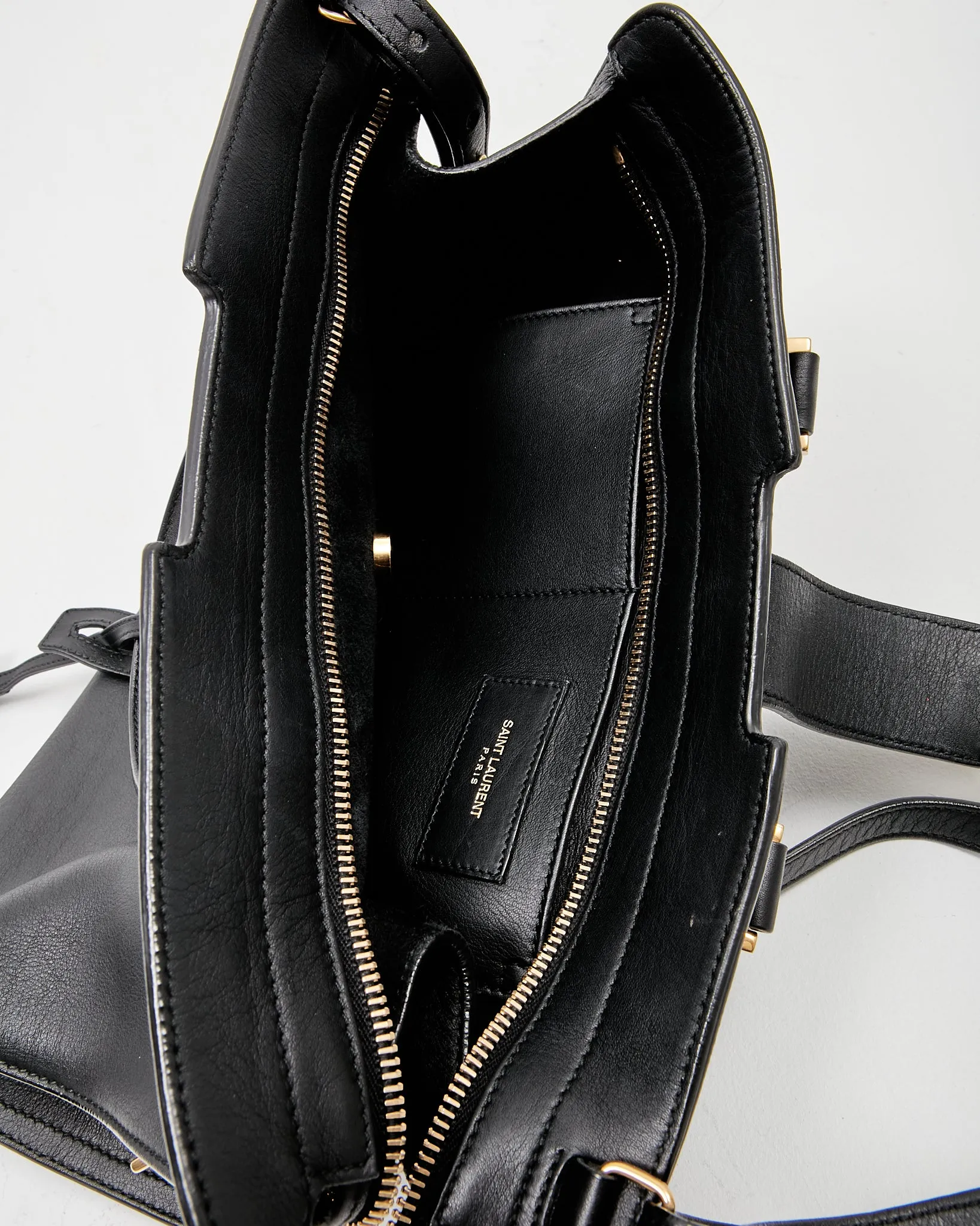 Saint Laurent Black Leather Chyc Cabas Small Tote